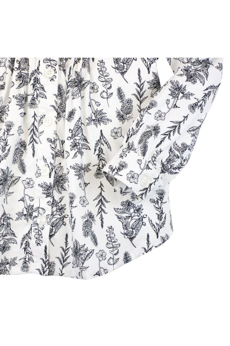 Baby Girls' Organic Pintuck Button Down Blouse, Infant, Alternate, color, Black Winter Botanical