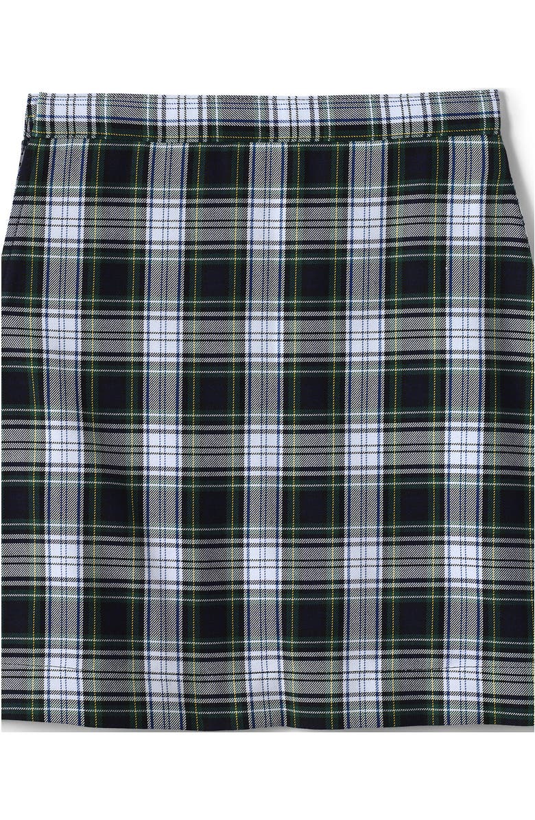 Lands' End School Uniform Girls Plaid A-line Skirt Below the Knee, Alternate, color, White Plaid