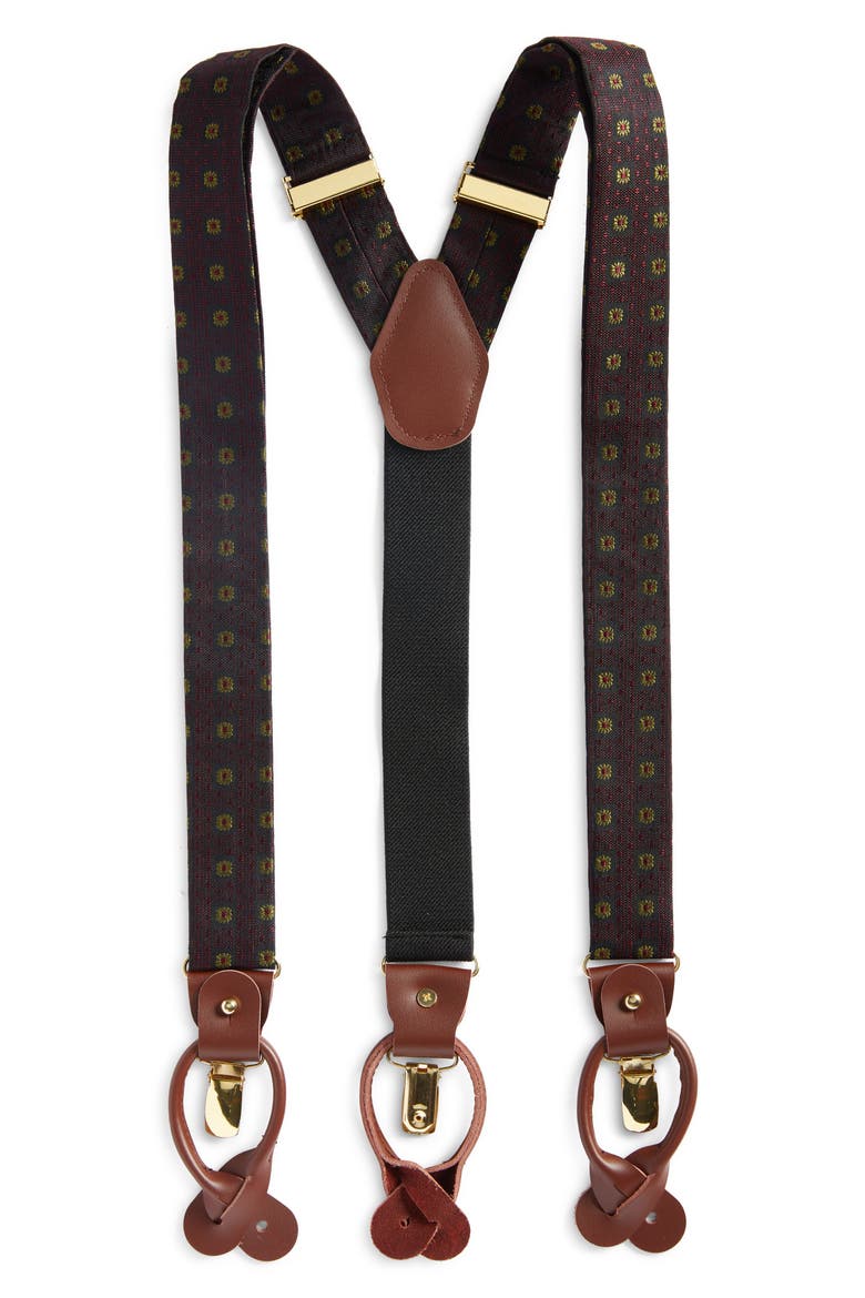 Floral Silk Suspenders, Main, color, MAROON