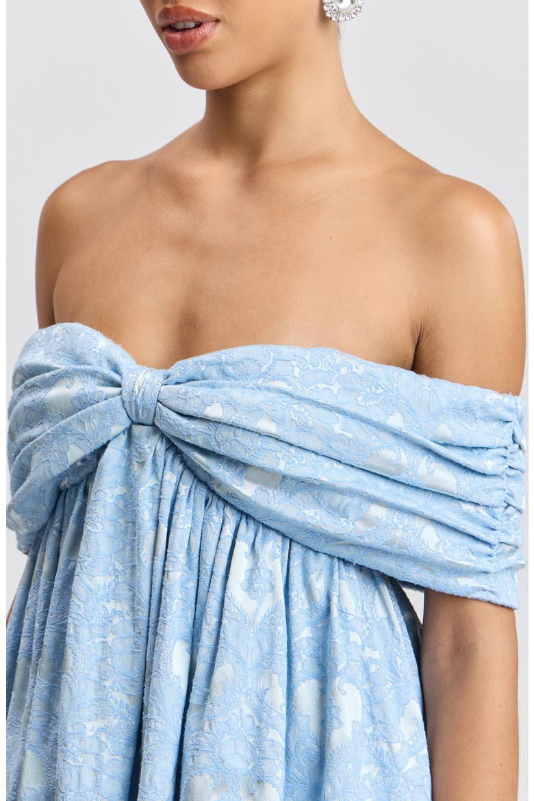 Floral Jacquard Off the Shoulder Minidress, Alternate, color, WINTER BLUE
