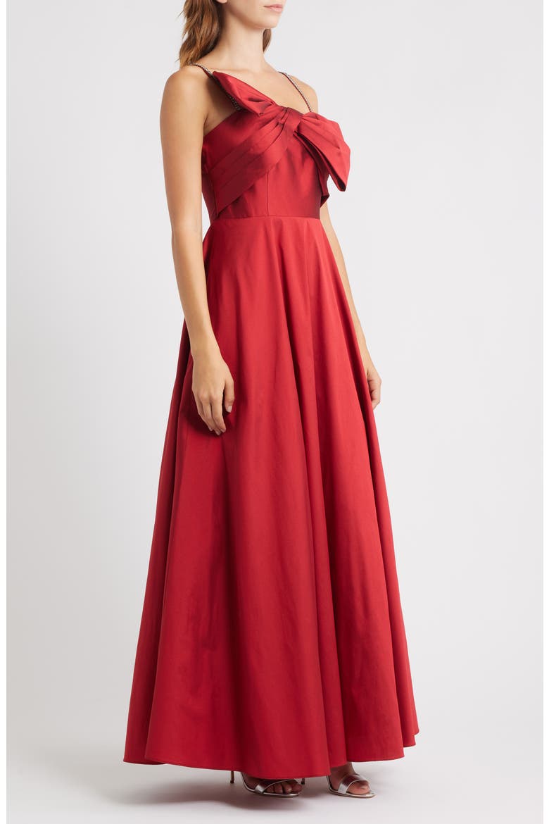 Rhinestone Strap Bow Bodice Gown, Alternate, color, RED