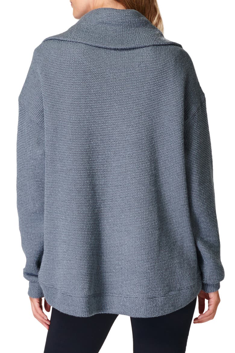 Restful Bouclé Half Zip Pullover, Alternate, color, STEEL BLUE