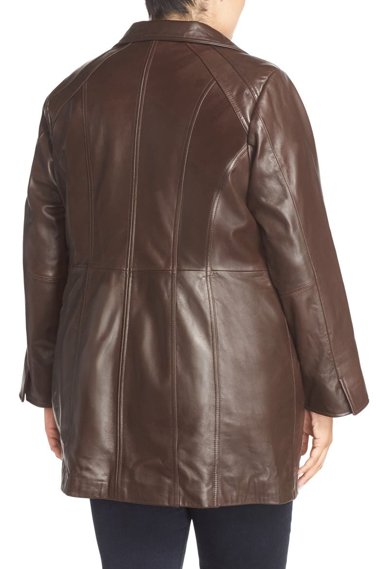 Leather Walking Coat, Alternate, color, BROWN
