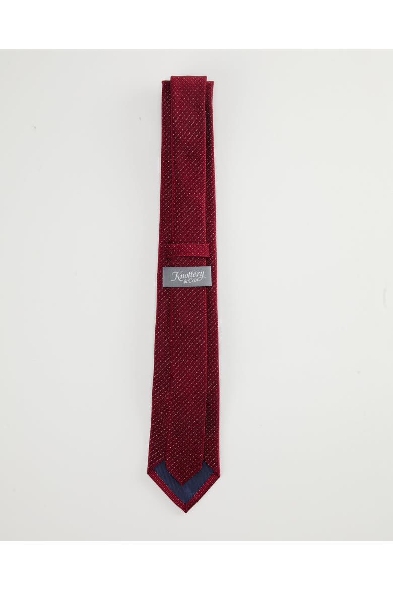 Grid Light Silk Jacquard Tie, Alternate, color, Burgundy