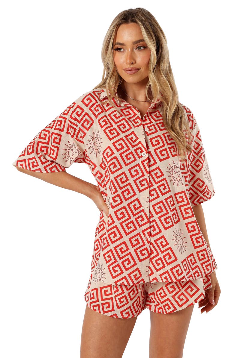 Petal & Pup Isabella Two-Piece Cotton Button-Up Shirt & Shorts Set, Alternate, color, 