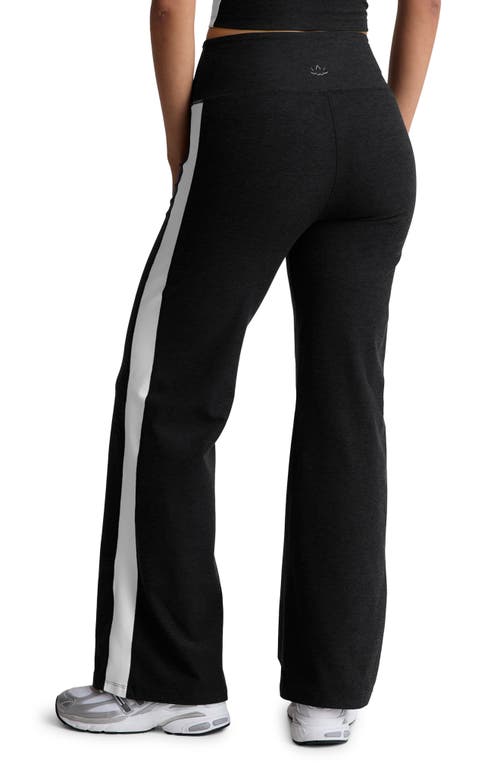 Shop Beyond Yoga Space Dye Laid Back Stripe Pants In Nocturnal Navy/cloud White