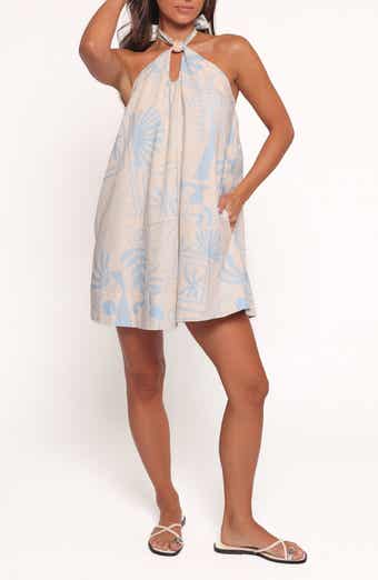 Petal & Pup Elira Mixed Print Cotton Halter Minidress