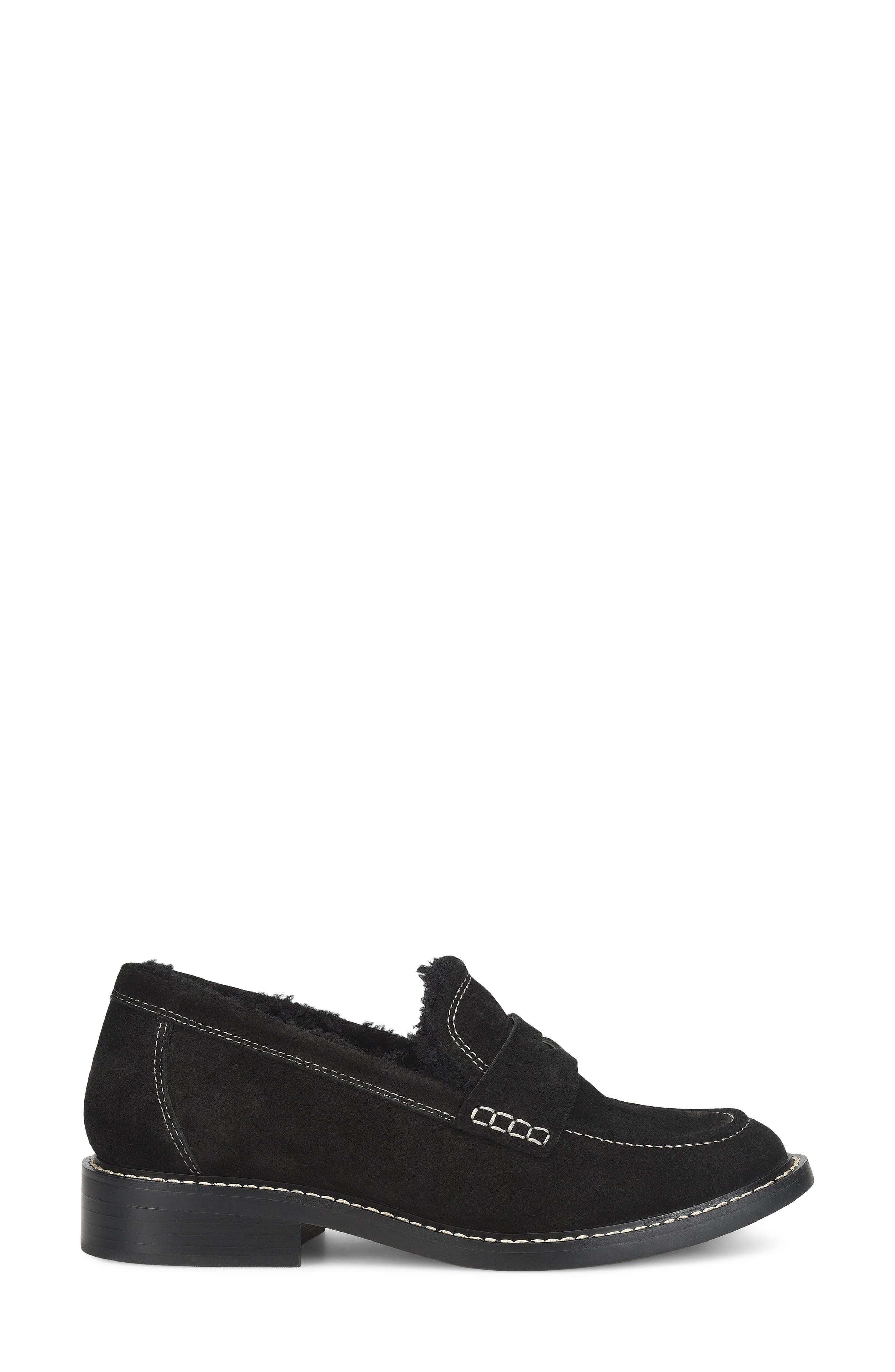 Mara II Genuine Shearling Lined Loafer, Alternate, color, BLACK