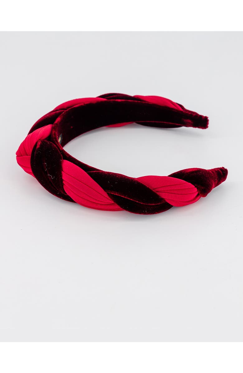 Alexandre de Paris Olympe Velvet Braided Headband, Alternate, color, Burgundy