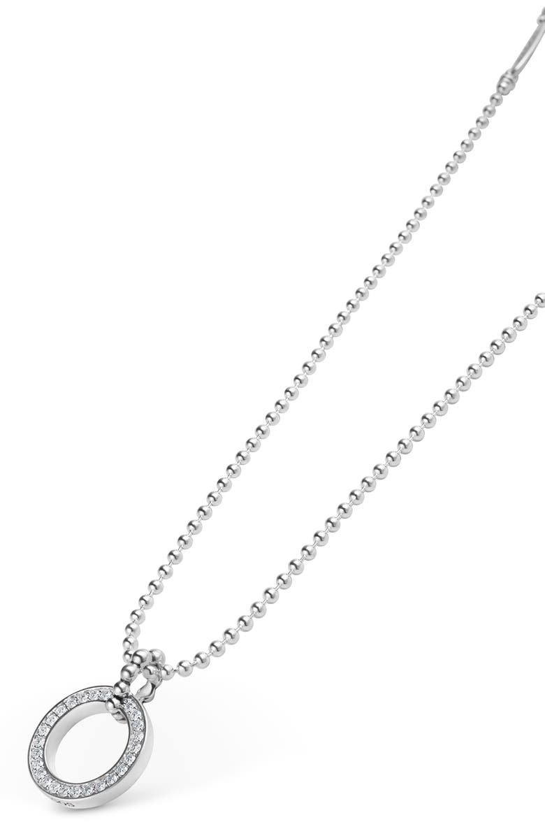 LAGOS Caviar Spark Diamond Circle Pendant Necklace, Alternate, color, Silver