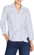 NIC+ZOE Iconic Stripe Tie Front Button-Up Shirt
