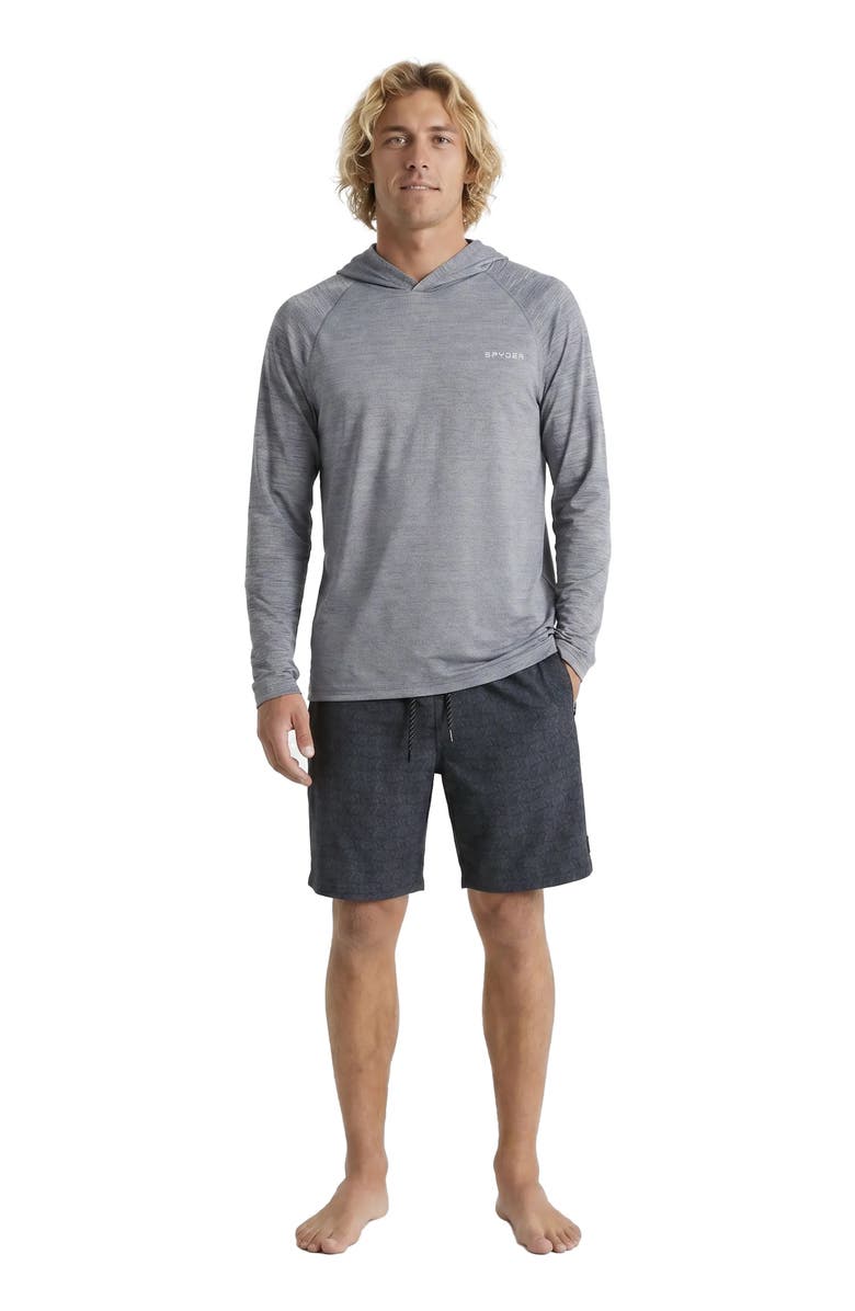 Spyder Raglan Sleeve Hooded Rashguard, Alternate, color, Alloy