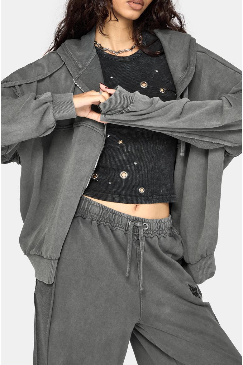 Mio Witches Knot Distressed Seam Hoody, Alternate, color, Grey