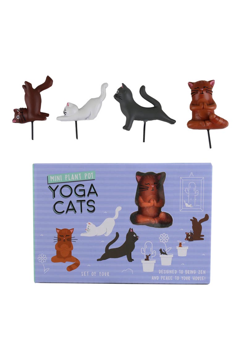 Set of Four - Yoga Cat Planter Figures, Main, color, ASSORTED SHAPES/ COLORS