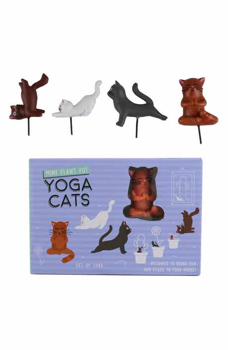 GIFT REPUBLIC Set of Four - Yoga Cat Planter Figures