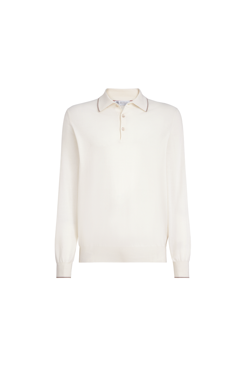 Cotton and cashmere knit polo, Alternate, color, Panama