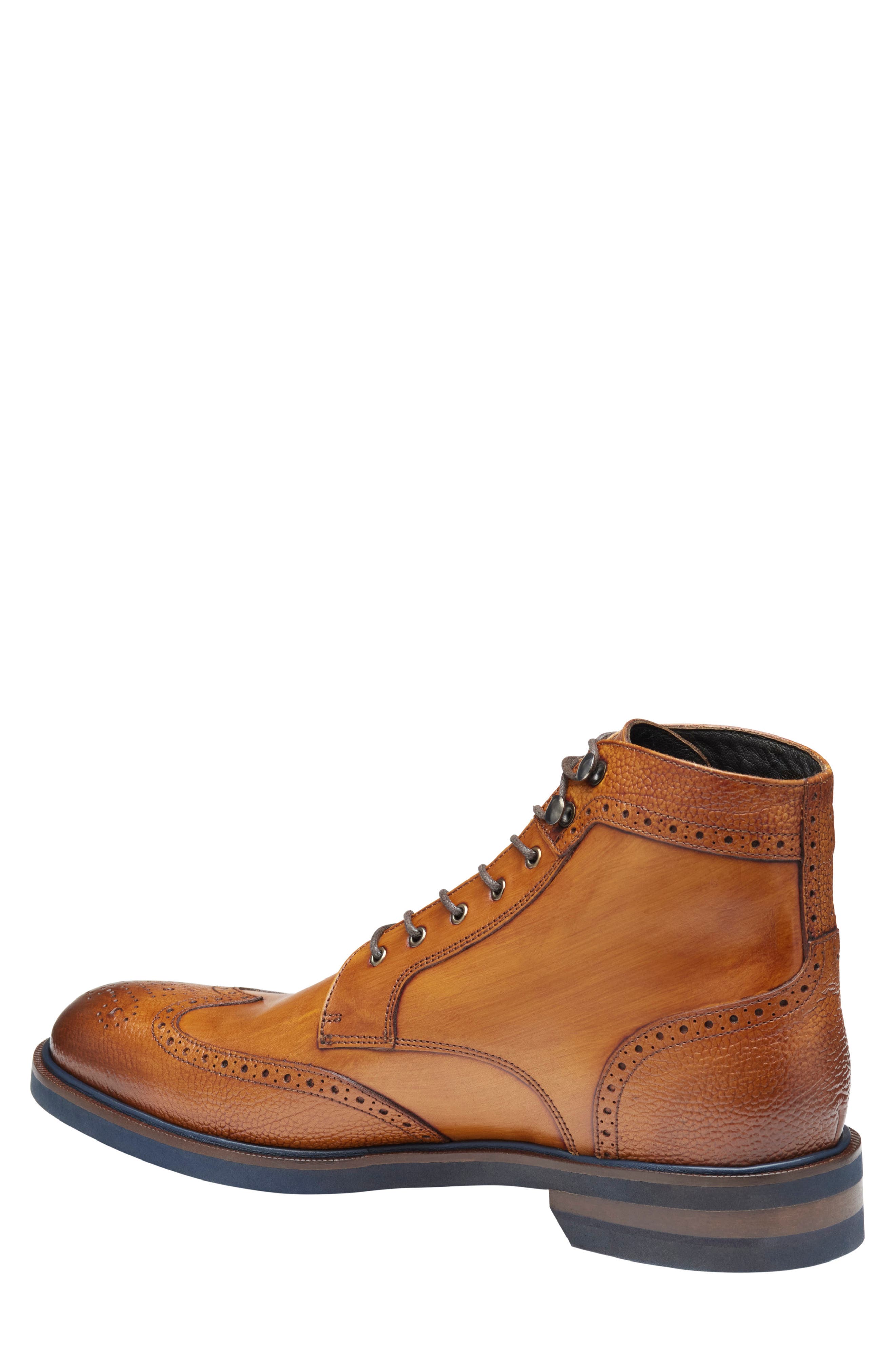 Johnston & Murphy Hartley Wingtip Boot, Alternate, color, Tan Hand-Stained It Calfskin