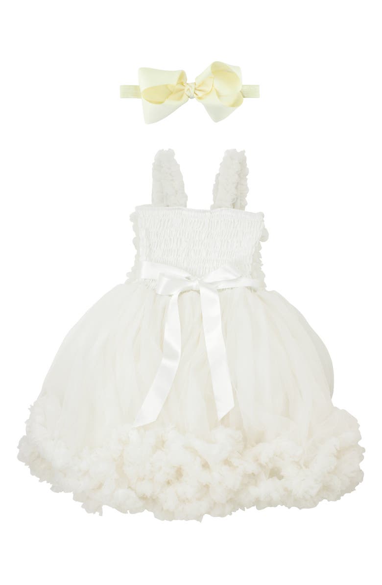 RuffleButts Raspberry Pettidress & Bow Head Wrap Set, Alternate, color,