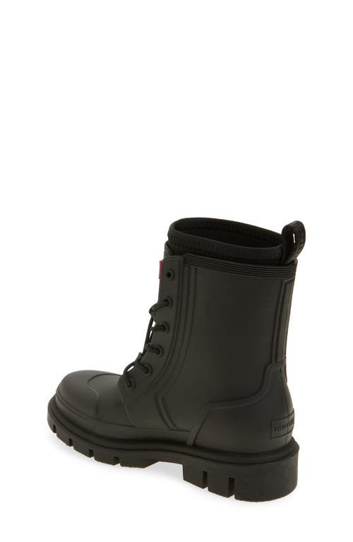 Hunter Kids' Stamp Waterproof Lace-up Rain Boot In Black