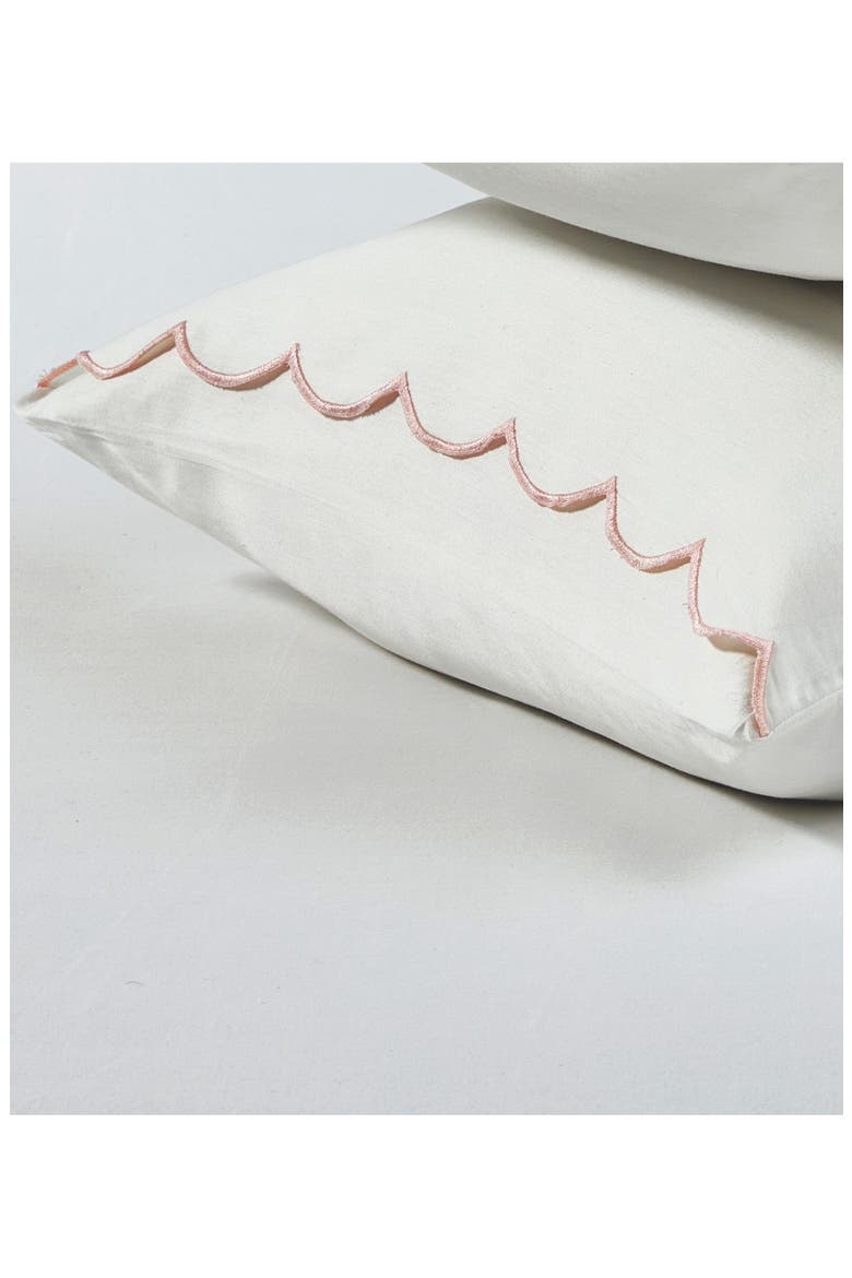 Set of 2 Scallop Cotton Pillowcases, Alternate, color, PINK