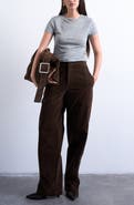 Topshop Faux Suede Wide Leg Pants