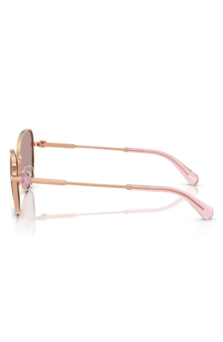 Swarovski 54mm Round Sunglasses, Alternate, color, Rose Gold / Light Purple Brown