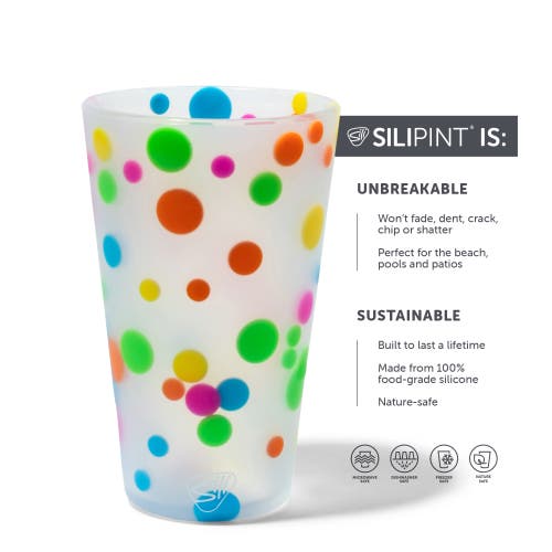 Silipint Pint Glasses 6 Pk Polka Dots, 16oz, Silicone Cups, Hot & Cold Drink