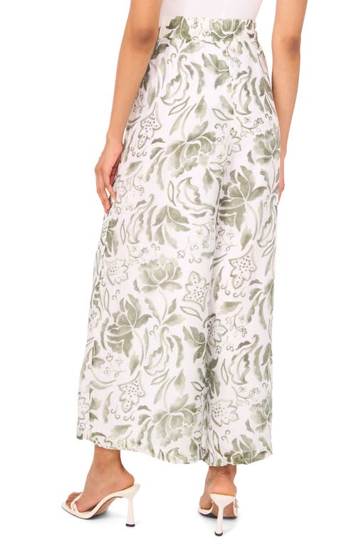 Shop Vince Camuto Print Wide Leg Pants In Olive Mist