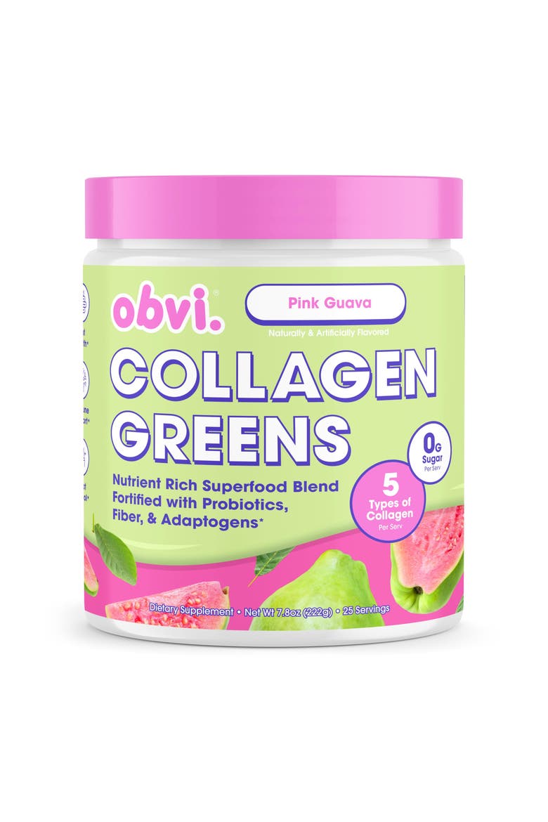 Collagen Greens Nutrient Rich Superfood Blend Healthy Digestion Pink Guava, Main, color, None