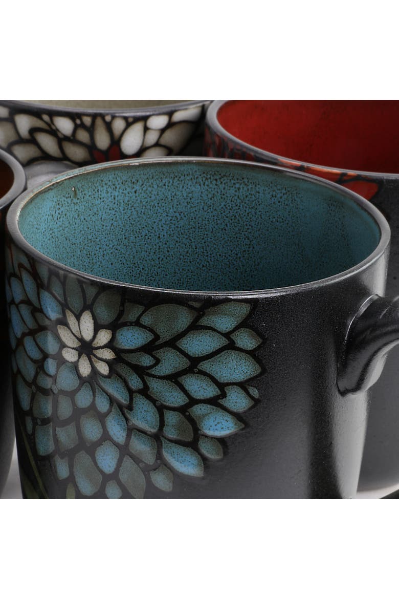 Gardenia Cafe 16 oz. Assorted Mug Set, Set of 4, Alternate, color, Black and Multi