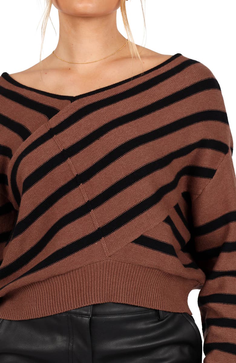 Petal & Pup Lynette Crisscross Stripe Sweater, Alternate, color, Black/ Tan