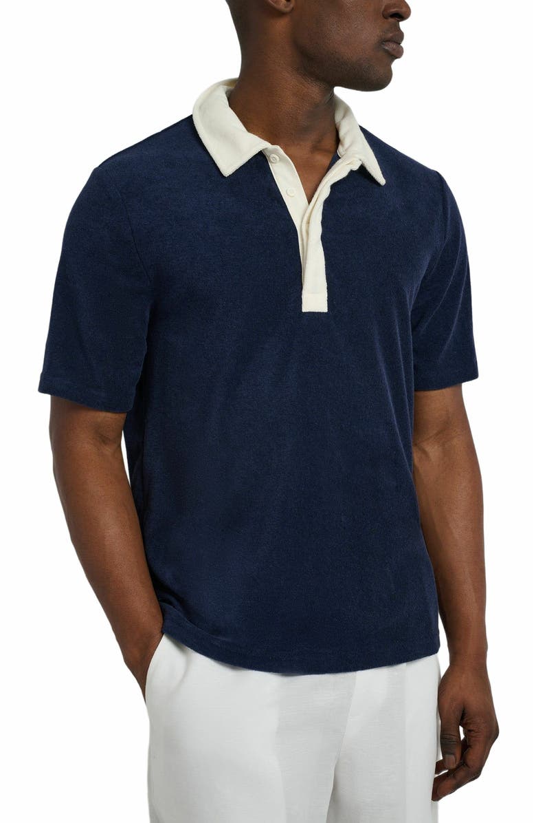 Onia Oversized Towel Terry Polo, Alternate, color, Deep Navy/Egret