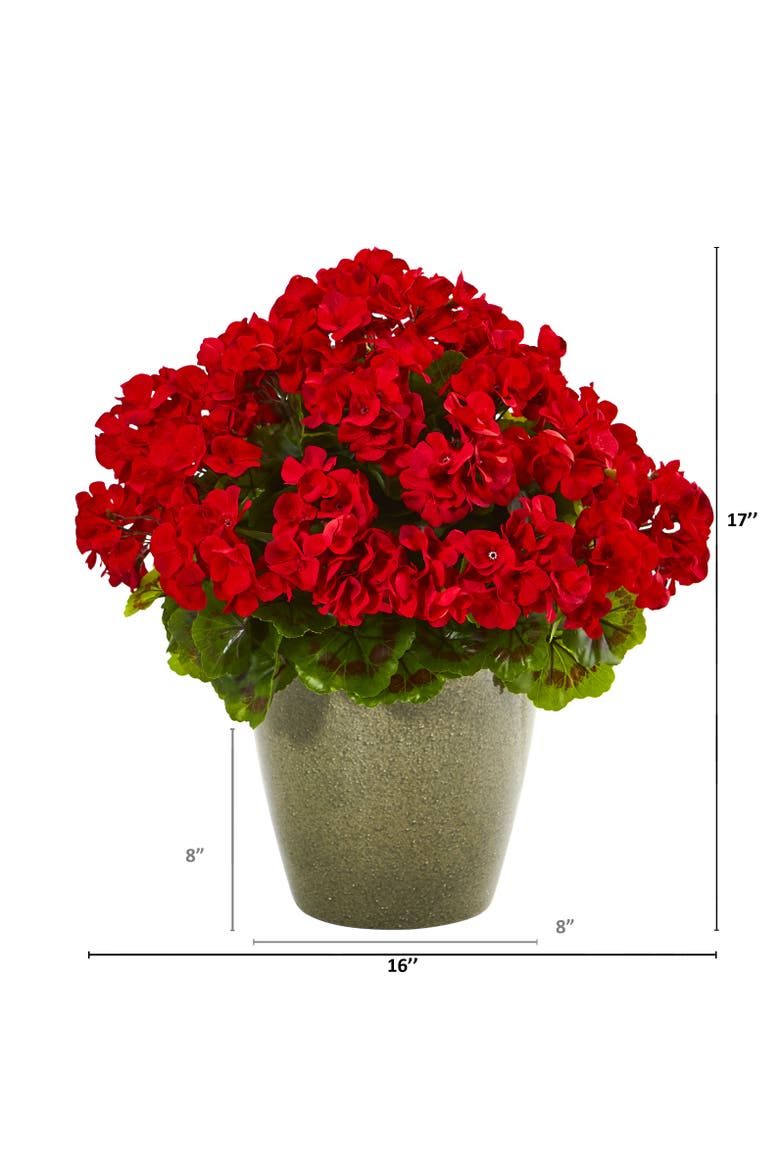 17-in Geranium Artificial Plant UV Resistant, Alternate, color, Red