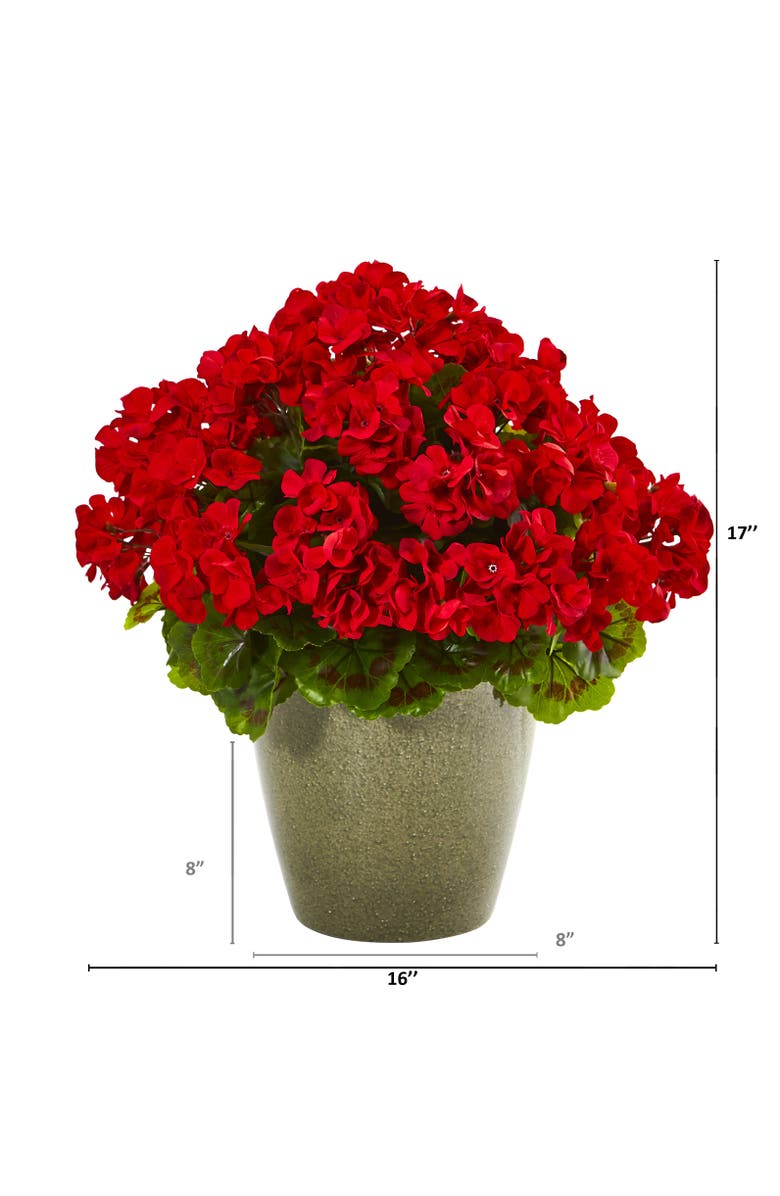 NEARLY NATURAL 17-in Geranium Artificial Plant UV Resistant, Alternate, color, Red