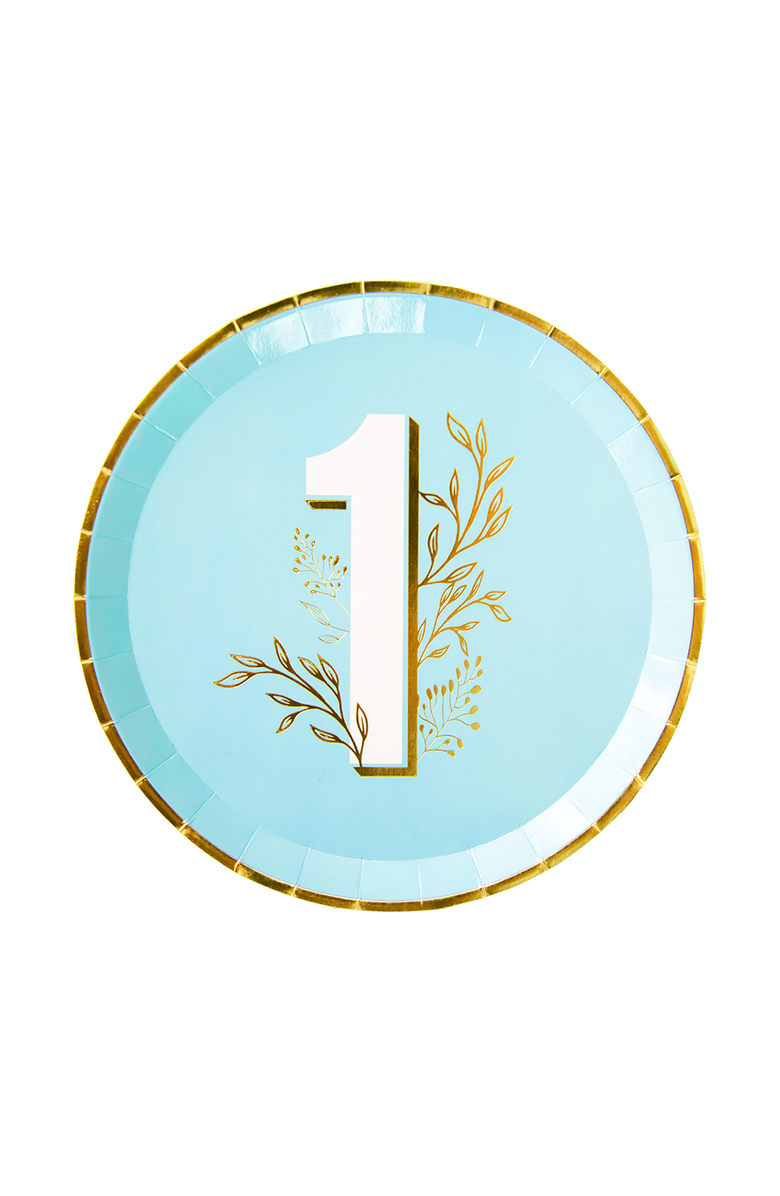 Jollity & Co First Birthday Dinner Plates, Main, color, Blue