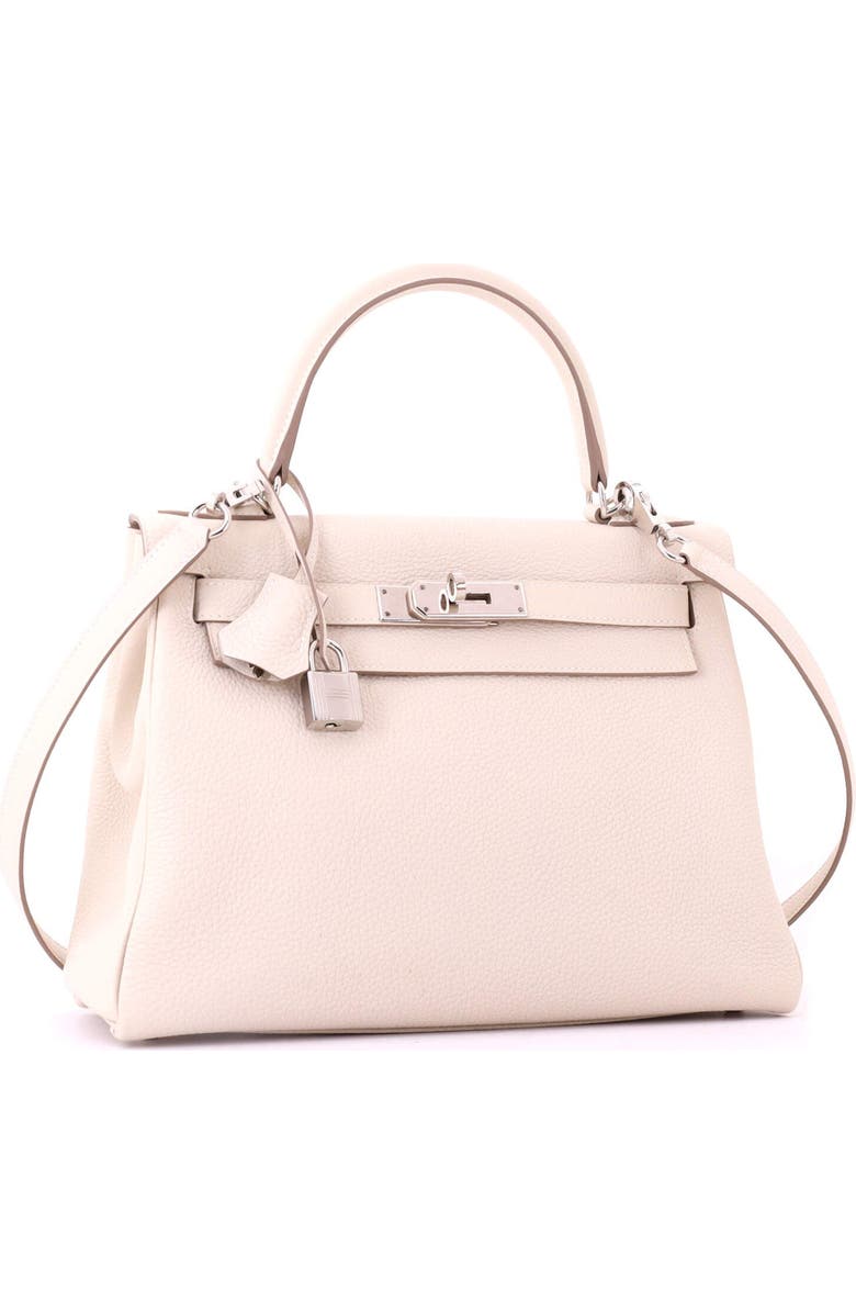 Pre-Owned Hermes Kelly Handbag Light Togo with Palladium Hardware 28, Alternate, color, Craie
