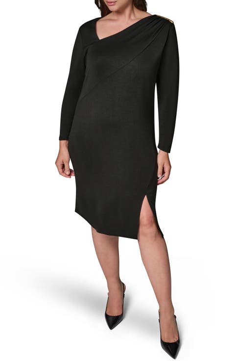 Asymmetric Neck Sheath Dress