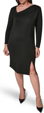 DONNA KARAN Asymmetric Neck Sheath Dress