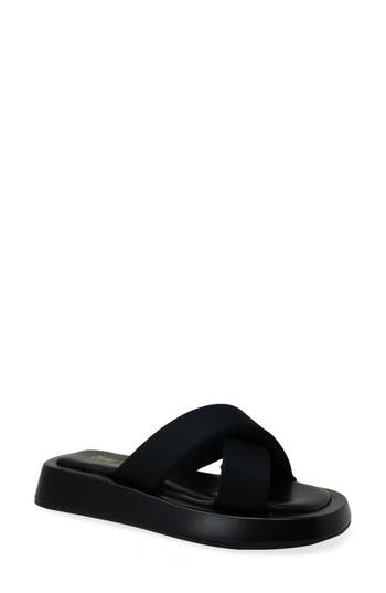 CHASE & CHLOE CHASE AND CHLOE CROSSOVER FLATFORM SLIDE SANDAL 