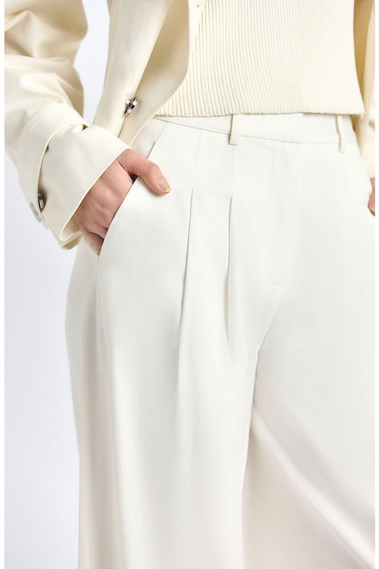 Juliana Pleated Wide Leg Twill Pants, Alternate, color, SOFT WHITE