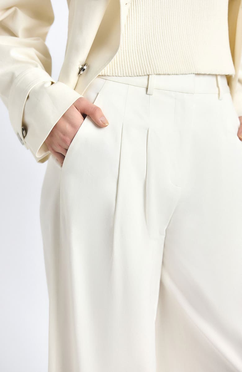 Derek Lam 10 Crosby Juliana Pleated Wide Leg Twill Pants, Alternate, color, Soft White