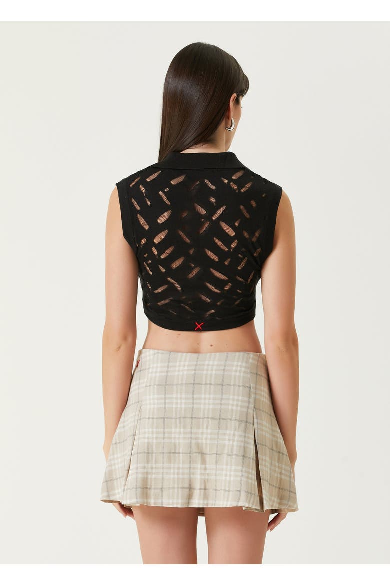 Cropped Ripped Knit Top Jet, Alternate, color, black