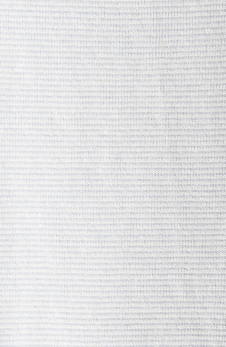 Thom Browne Relaxed Fit 4-Bar Textured Stripe Linen & Cotton Polo Sweater, Alternate, color, Light Blue