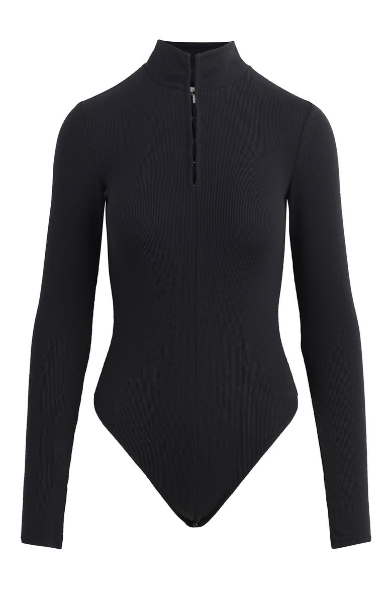 Long Sleeve Bodysuit, Alternate, color, BLACK