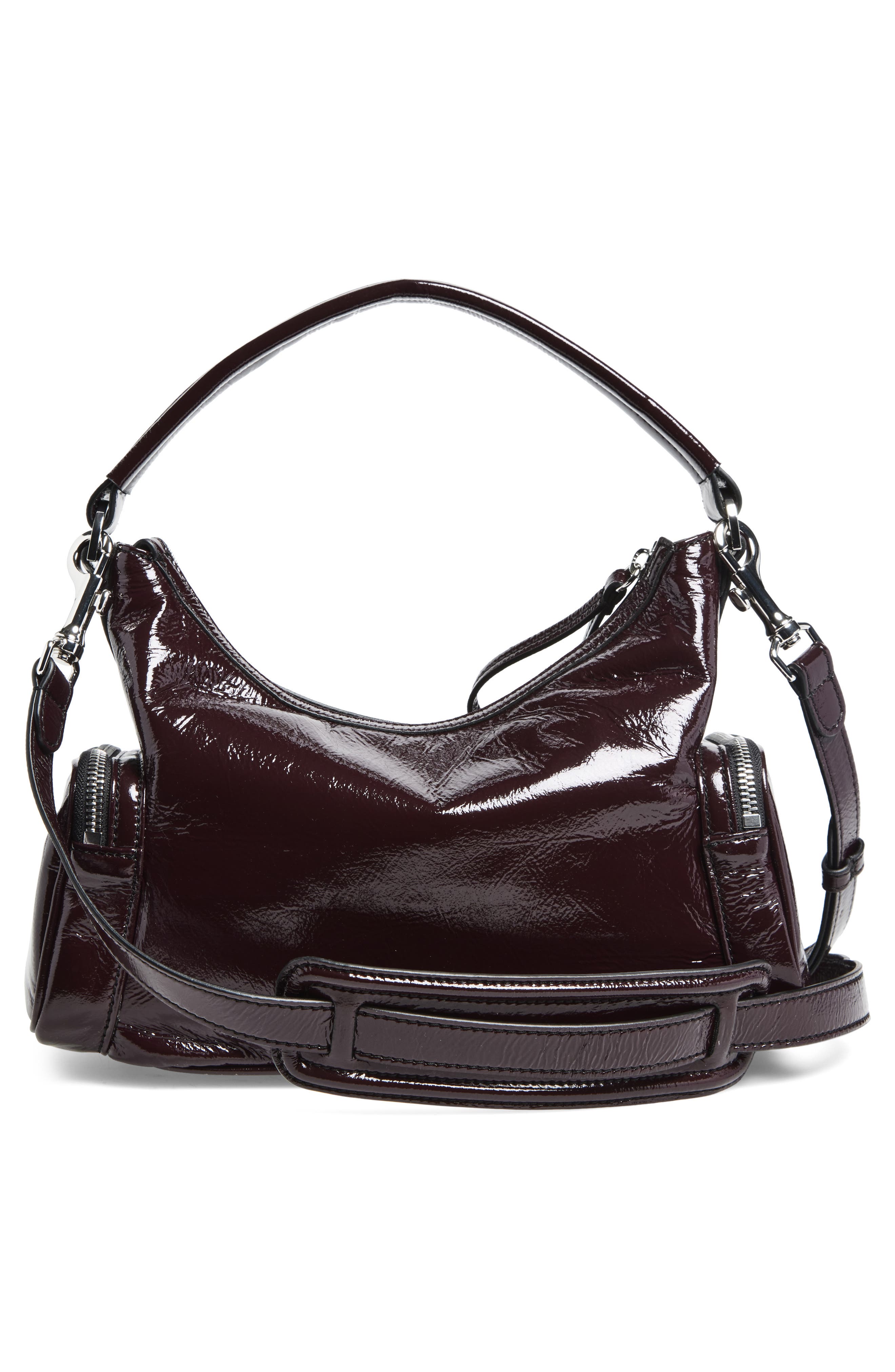 Stella McCartney Small Dartmoor Crinkled Patent Faux Leather Shoulder Bag, Alternate, color, Shiraz