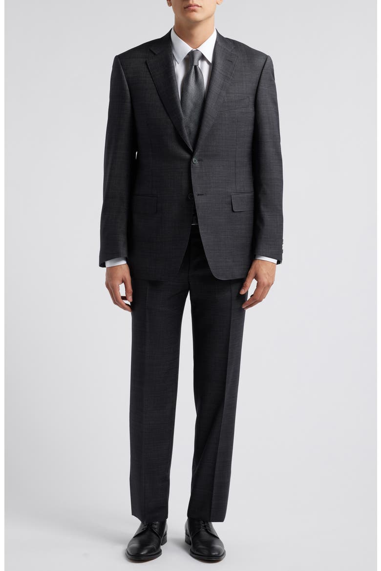 Siena Regular Fit Dark Grey Slub Wool Suit, Main, color, CHARCOAL