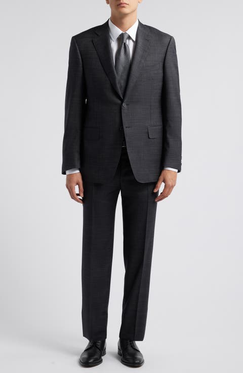 Siena Regular Fit Dark Grey Slub Wool Suit