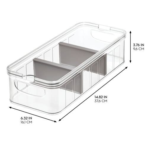 Idesign Large Fridge Organizer Bin With Removable Divider And Lid