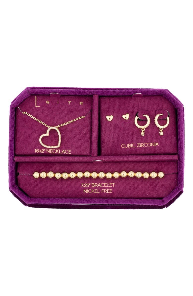 Leith Pavé Crystal Chain Necklace, Earrings & Bracelet Set, Main, color, Clear- Gold