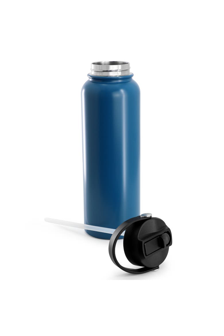 Marina 38 Ounce Double Wall Stainless Steel Thermal Bottle with Lid and Straw, Alternate, color, Blue